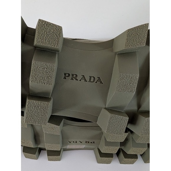 NIB Prada Khaki Canvas Lace Up Combat Boots‎ Women Size 39.5 - Picture 14 of 14